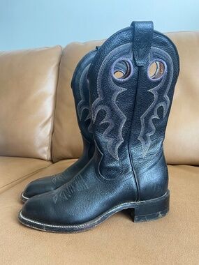 Cross-post: Black Boulet Western Cowboy Roper Boots size 7.5